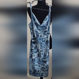 Vintage blue crushed velvet dress and purse